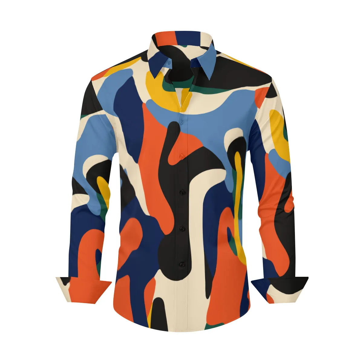 Abstract Shirt Men, Op Art Shirt, Mod Shirt Men, 60s style shirt, 60s Shirt Men, 60s top men, Artistic Shirt Men, Black Blue shirt men