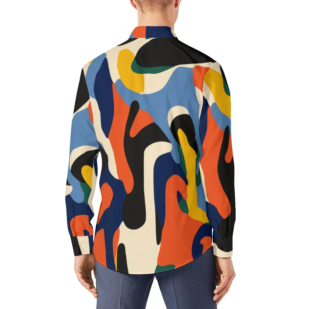 Abstract Shirt Men, Op Art Shirt, Mod Shirt Men, 60s style shirt, 60s Shirt Men, 60s top men, Artistic Shirt Men, Black Blue shirt men