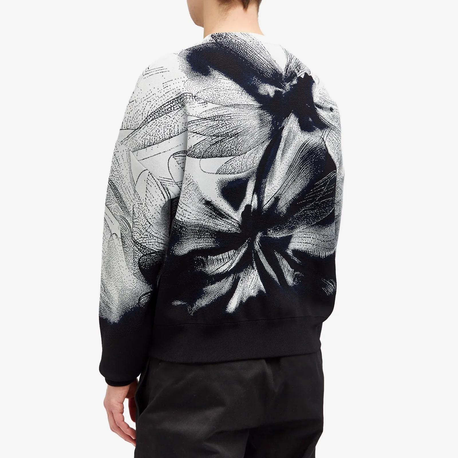 Alexander Mcqueen Jacquard Dragonfly Crew Neck Jumper, Black, Navy & Ivory