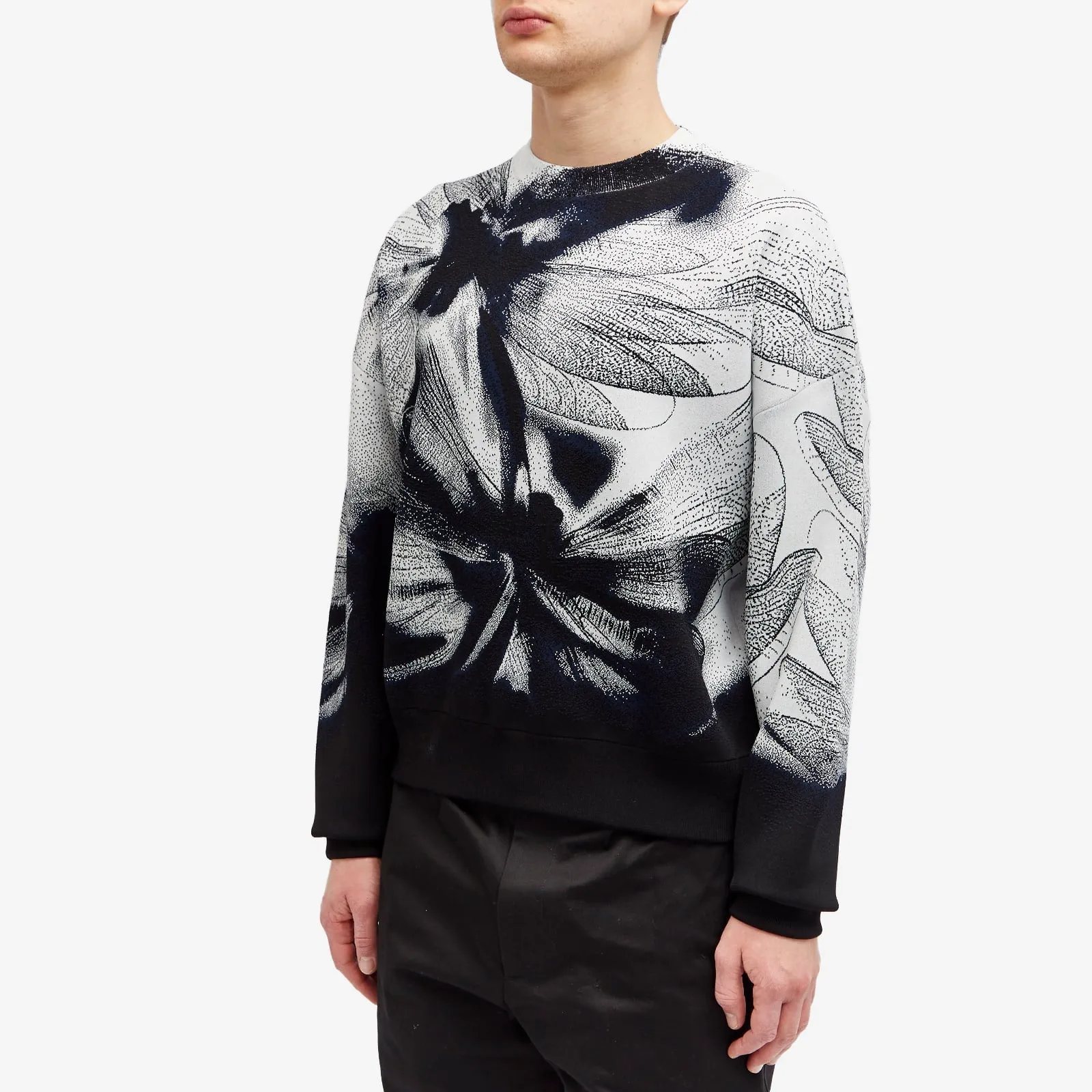 Alexander Mcqueen Jacquard Dragonfly Crew Neck Jumper, Black, Navy & Ivory