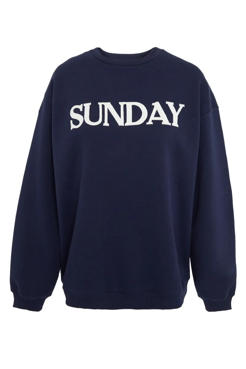 Another Sunday Borg Detail Sunday Sweat Top With Ribbed Hem & Cuff