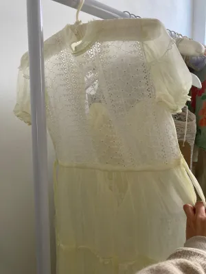 Antique Yellow Organdy Tea Dress