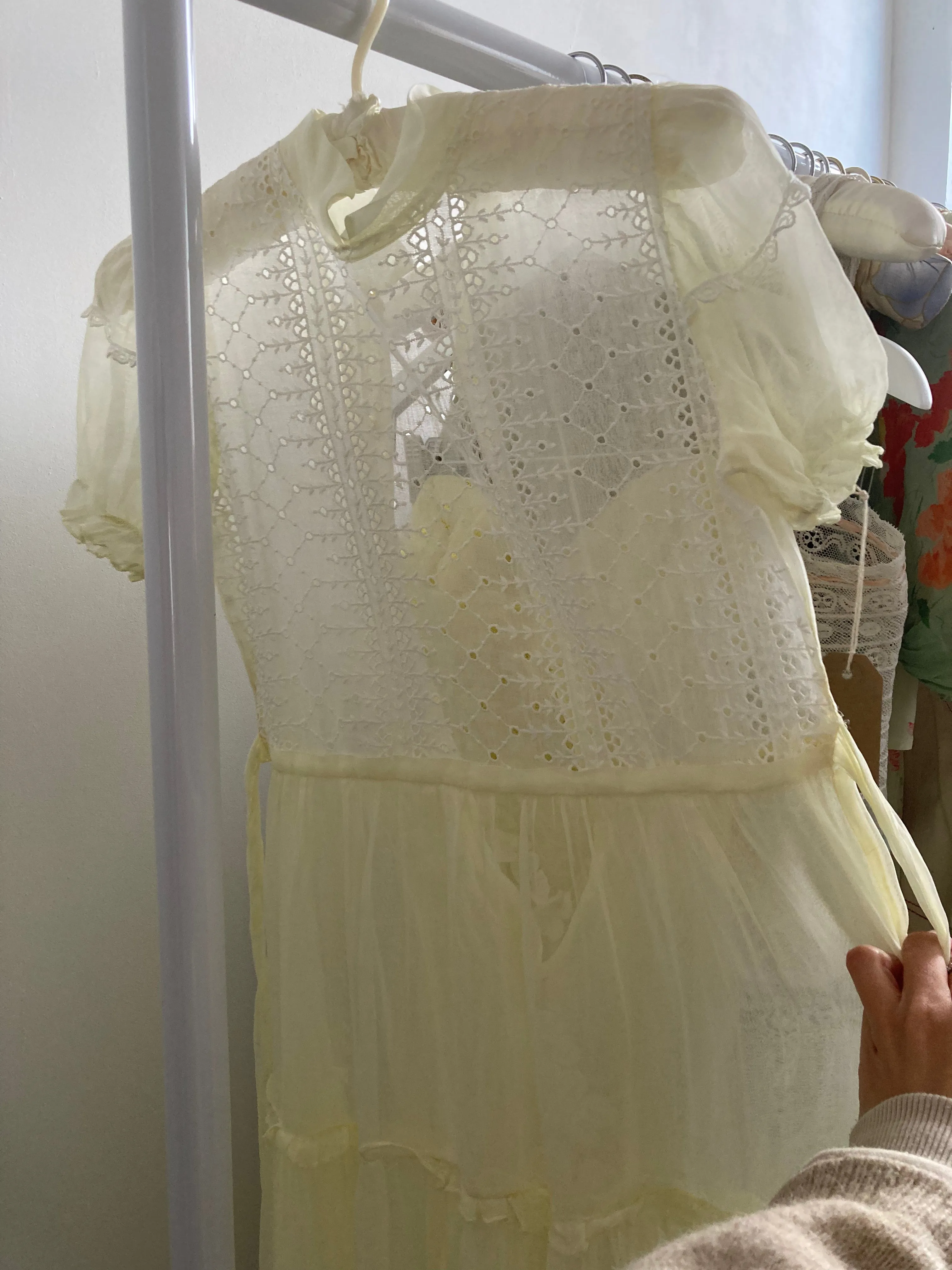 Antique Yellow Organdy Tea Dress