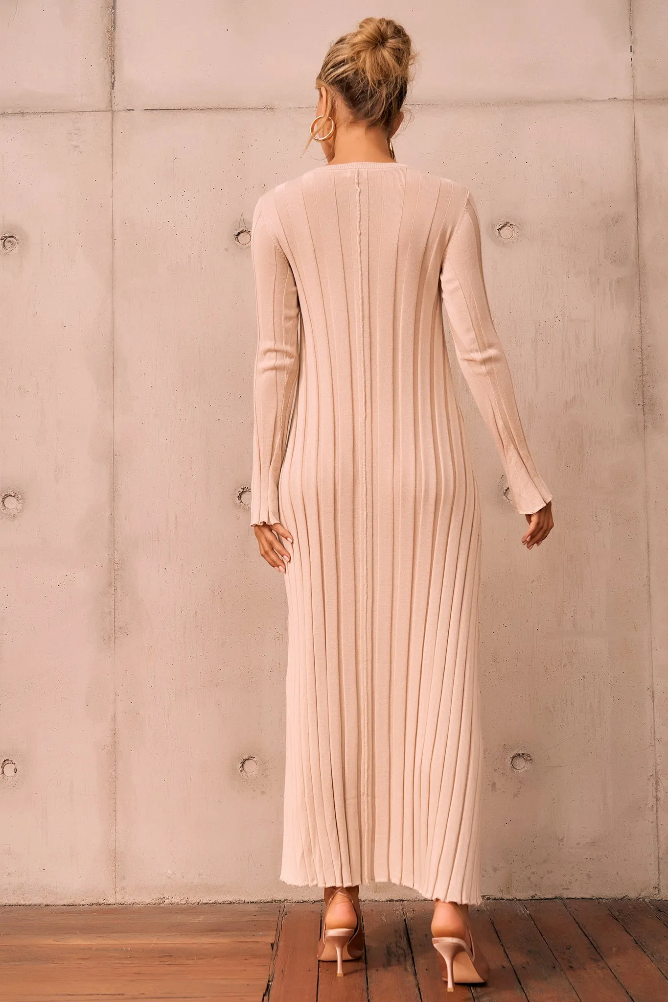 Astoria Knit Maxi Dress - Beige