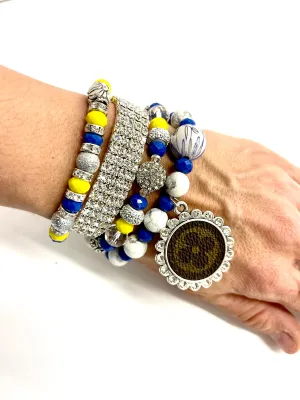 Blue Skies bling Stacked Bracelet set- silver clear