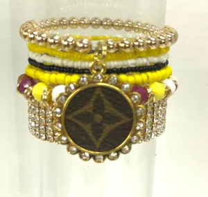 Bumble Beee Stacked Bracelet set- Gold Clear