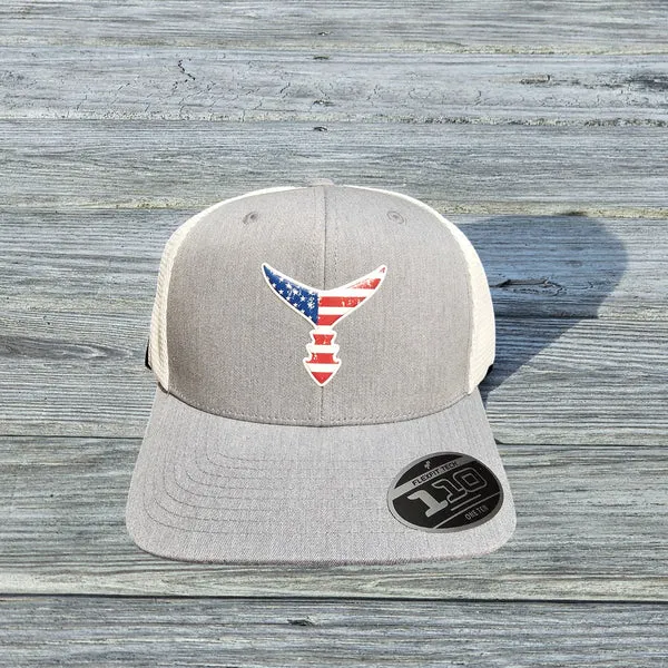 CHASING TAIL SNAP BACK HAT HEATHER GRAY/WHITE WITH AMERICAN GEL