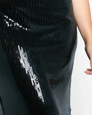 Chiara Sequin Fringe Midi Slip Dress | Black