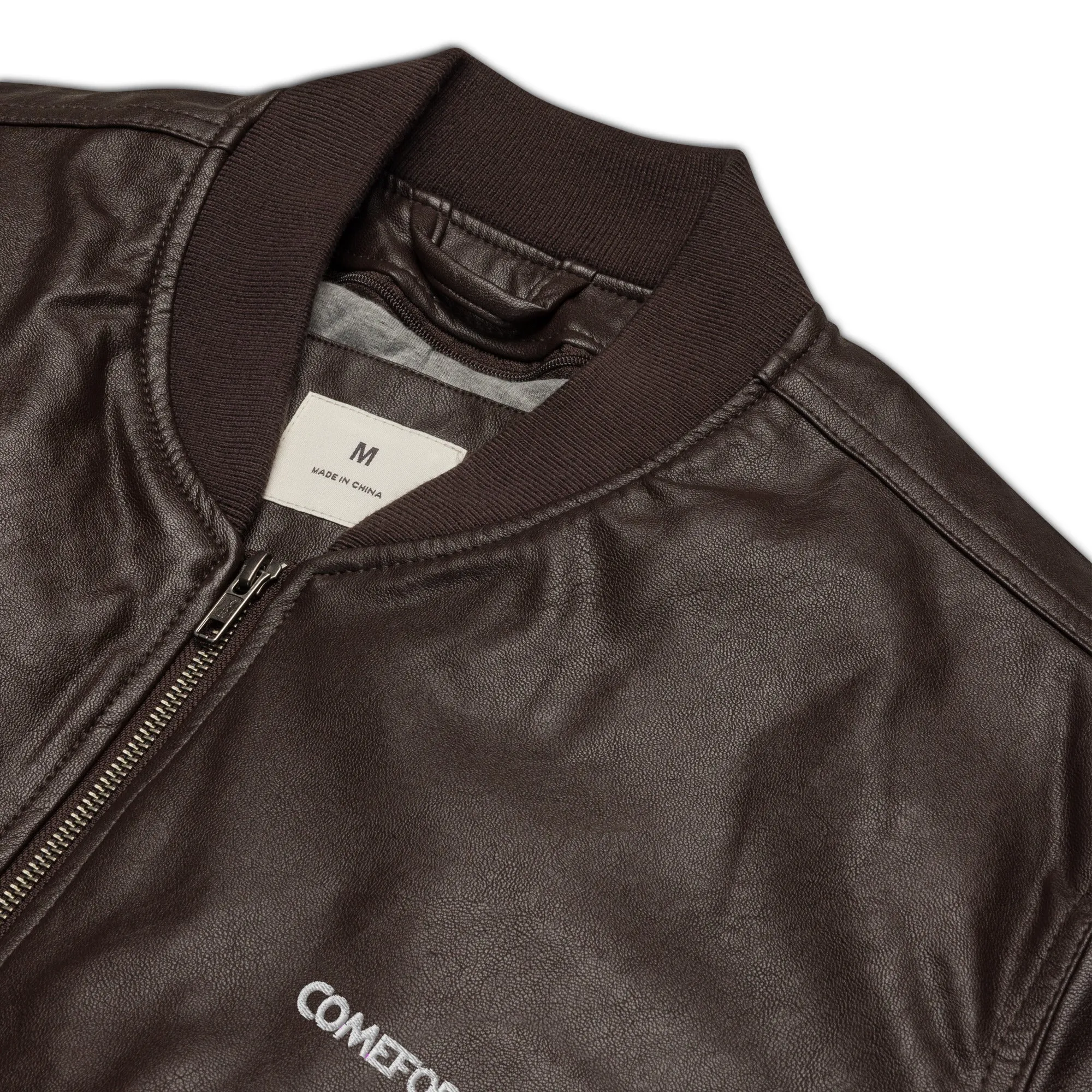 Comeforth Faux Leather Bomber Jacket