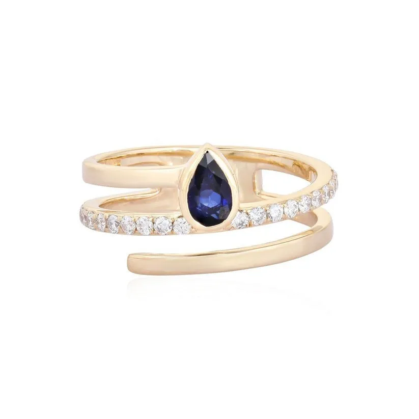 Contemporary Diamond Sapphire Swirl Ring