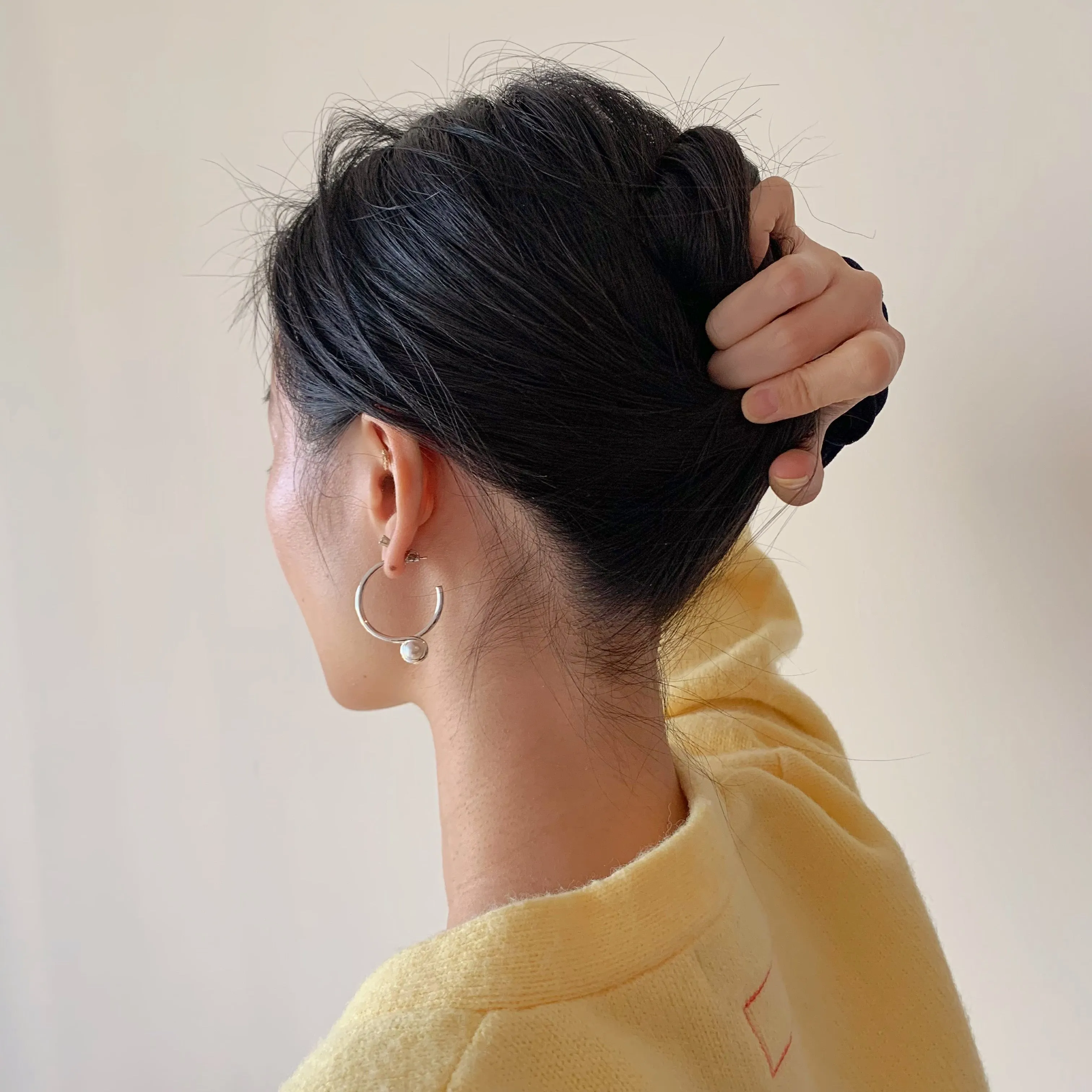 Contemporary Pearl Hoop Earrings