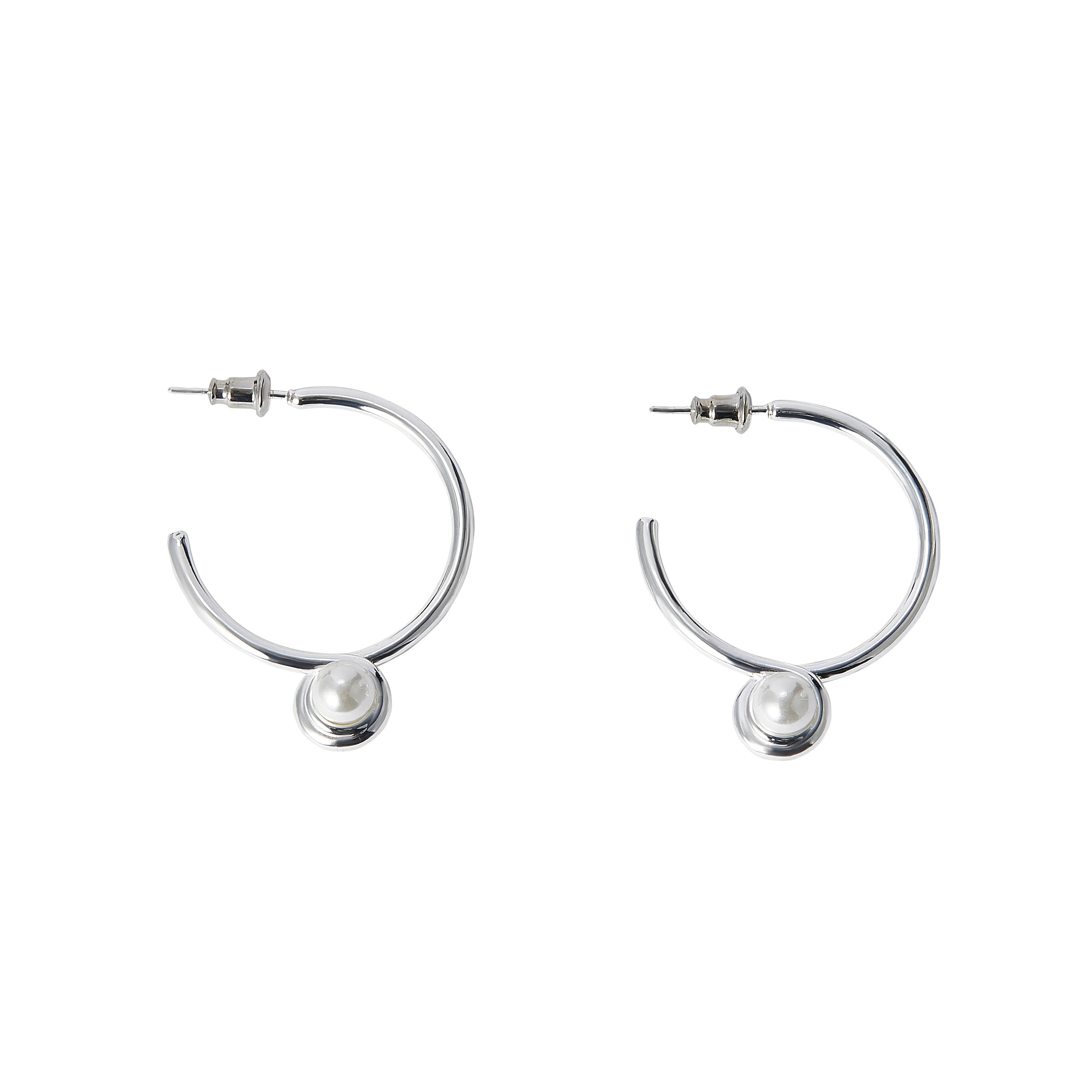 Contemporary Pearl Hoop Earrings