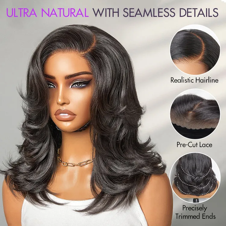 Exclusive Sale | Effortlessly Chic Layered Haircut Wavy Glueless HD Minimalist Lace Short Wig