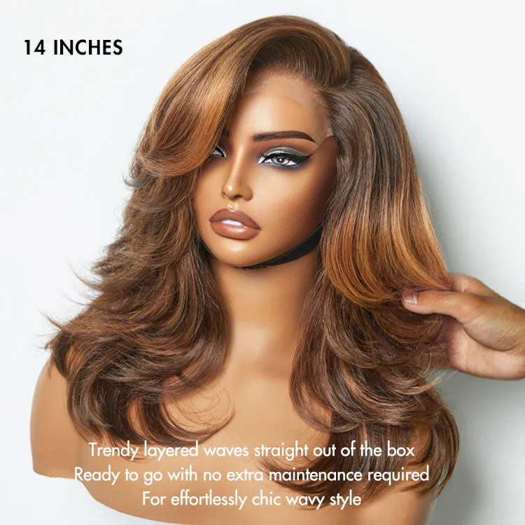 Exclusive Sale | Effortlessly Chic Layered Haircut Wavy Glueless HD Minimalist Lace Short Wig
