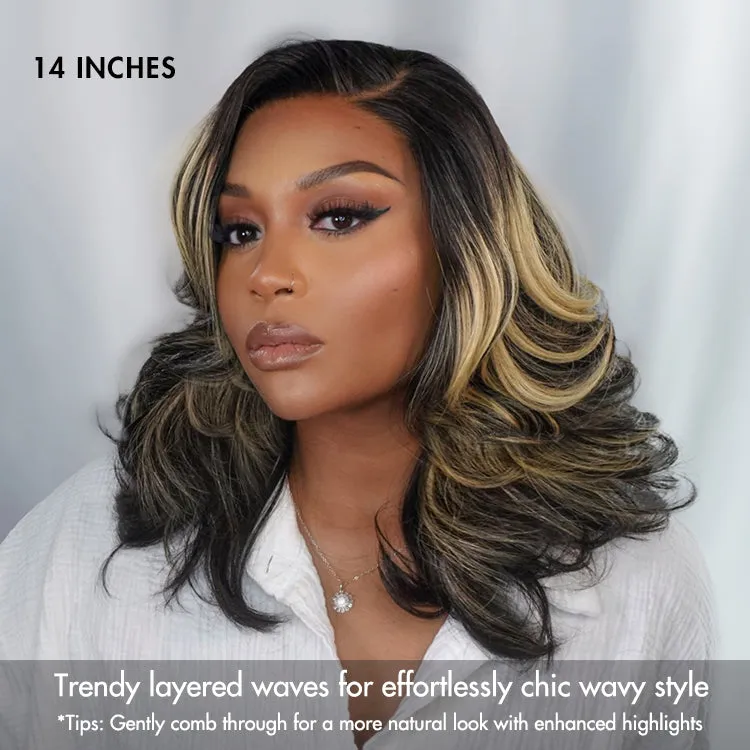 Exclusive Sale | Effortlessly Chic Layered Haircut Wavy Glueless HD Minimalist Lace Short Wig