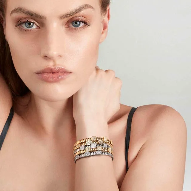 Extension Square & Stones Bracelet - Silver - 046007/056