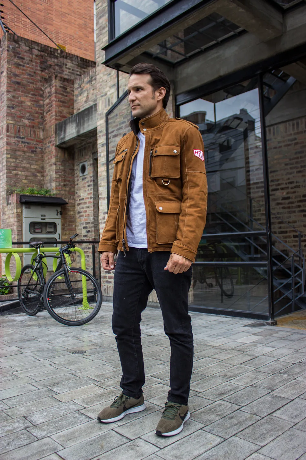 FIELD FR SH Leather Jacket Terra Brown  - Nubuck Suede - Mid-Length