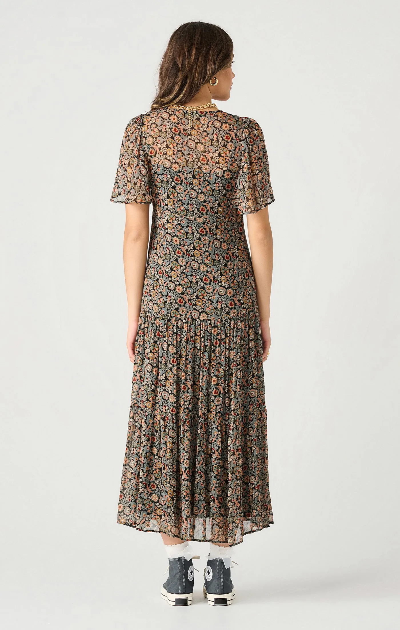 Flutter Slv Tiered Maxi Dress