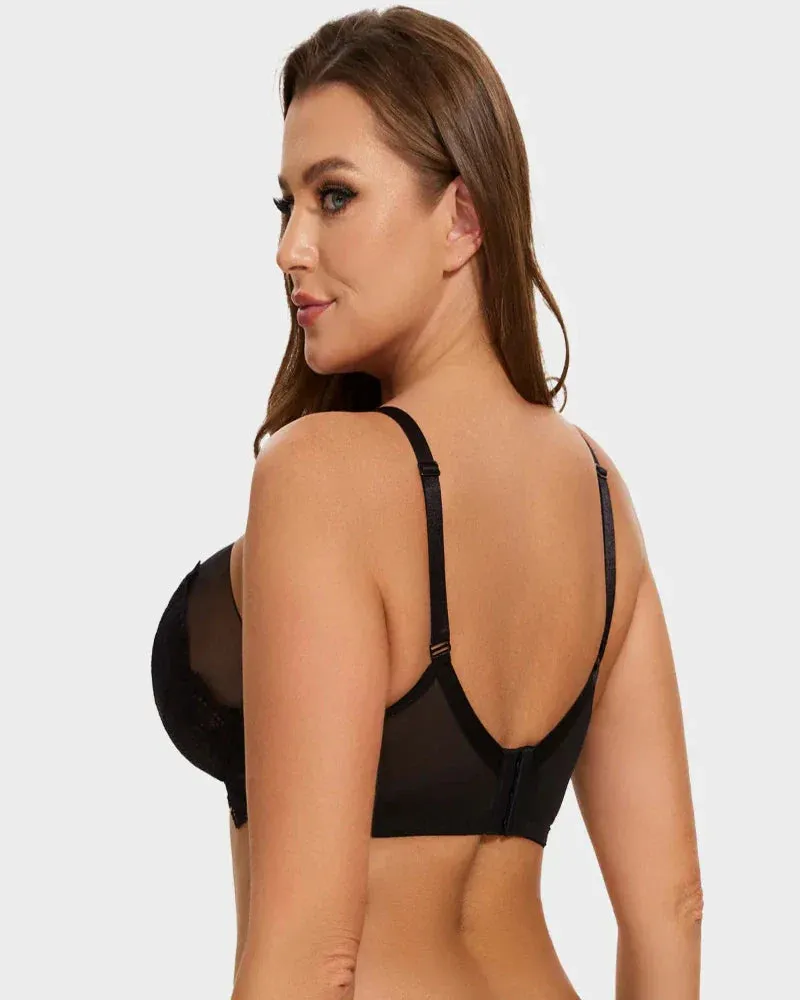 Full Coverage Lace Minimizer Bra - Mermaid Black Black(2 PACK)