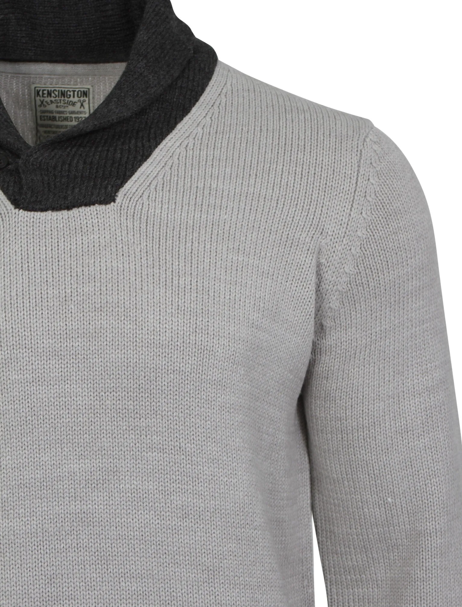 Kensington Eastside Terry Shawl collar jumper in grey