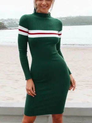 Knit Long Sleeve Bodycon Sweater Dress