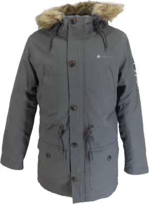 Lambretta Mens Grey Retro Fishtail Parka