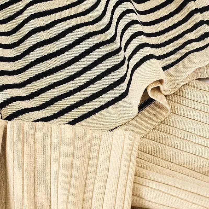 Lounge 2-in-1-Set: Striped Tee   Knit Wide-Leg Pants