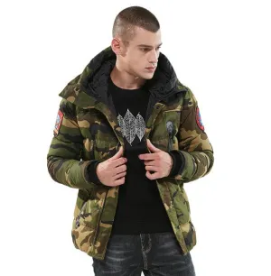 Men's Winter Warm Camouflage Hooded Parka