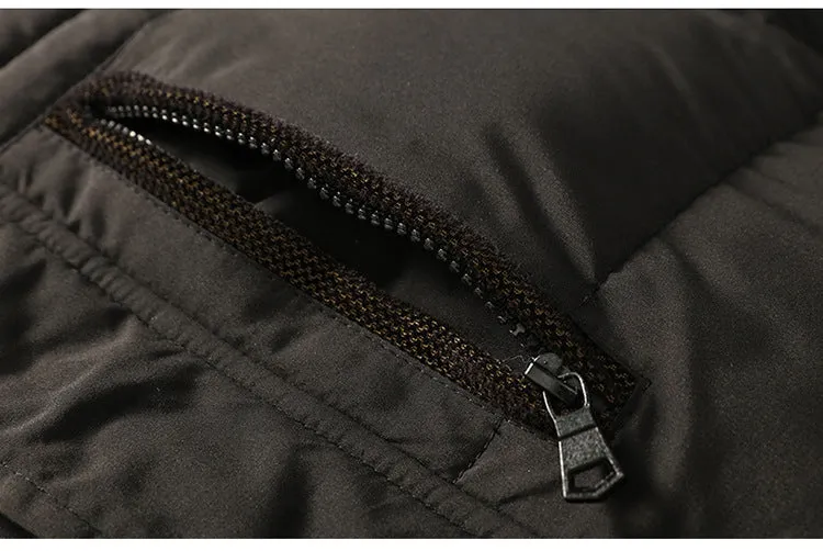 Men's Winter Warm Thick Fleece Casual Parka With Hood