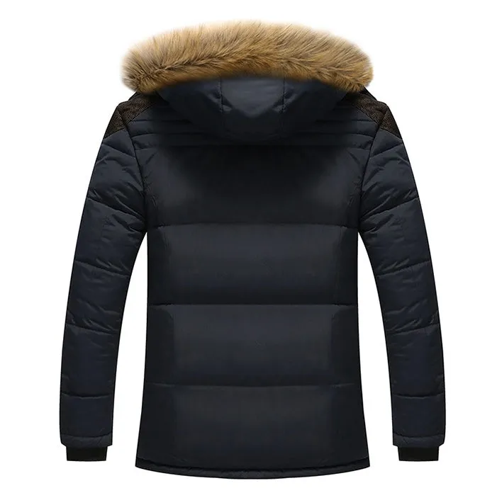 Men's Winter Warm Thick Fleece Casual Parka With Hood