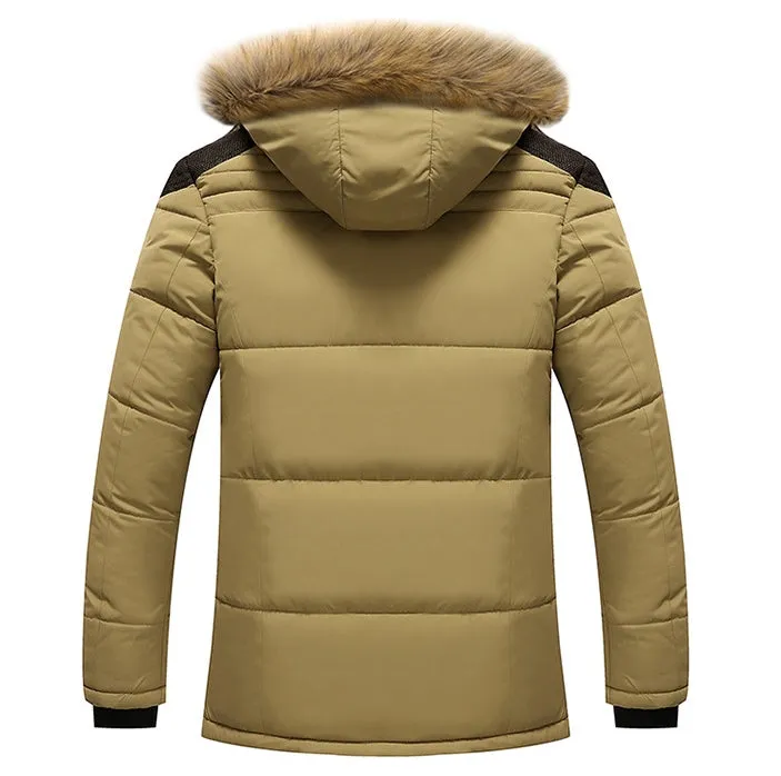 Men's Winter Warm Thick Fleece Casual Parka With Hood