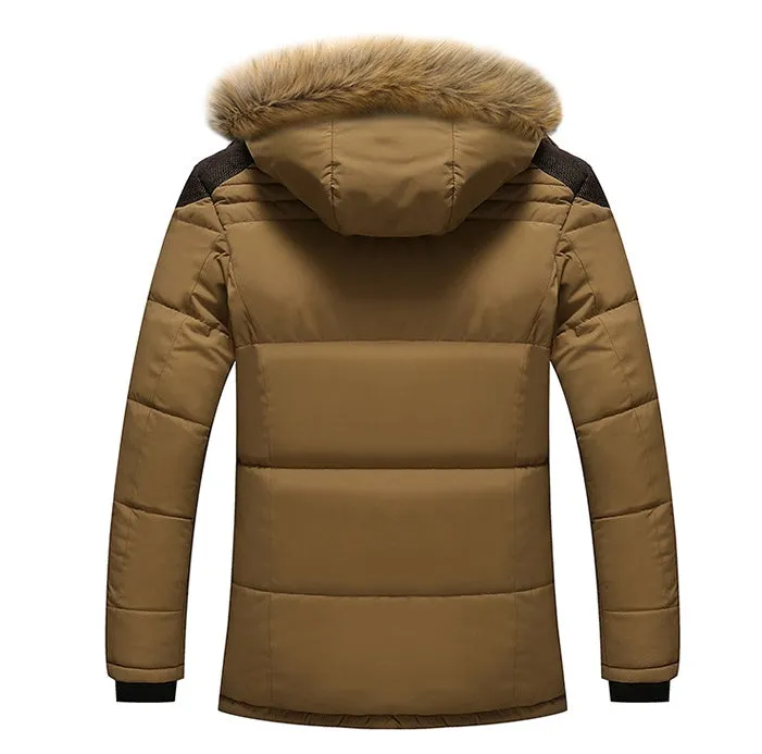 Men's Winter Warm Thick Fleece Casual Parka With Hood