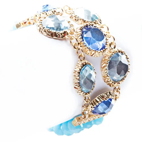 Modern Fashion Captivating Bright Color Design Statement Bracelet B485 Blue