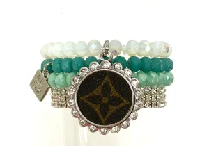 Ocean Stacked Bracelet set- Silver 25MM circle