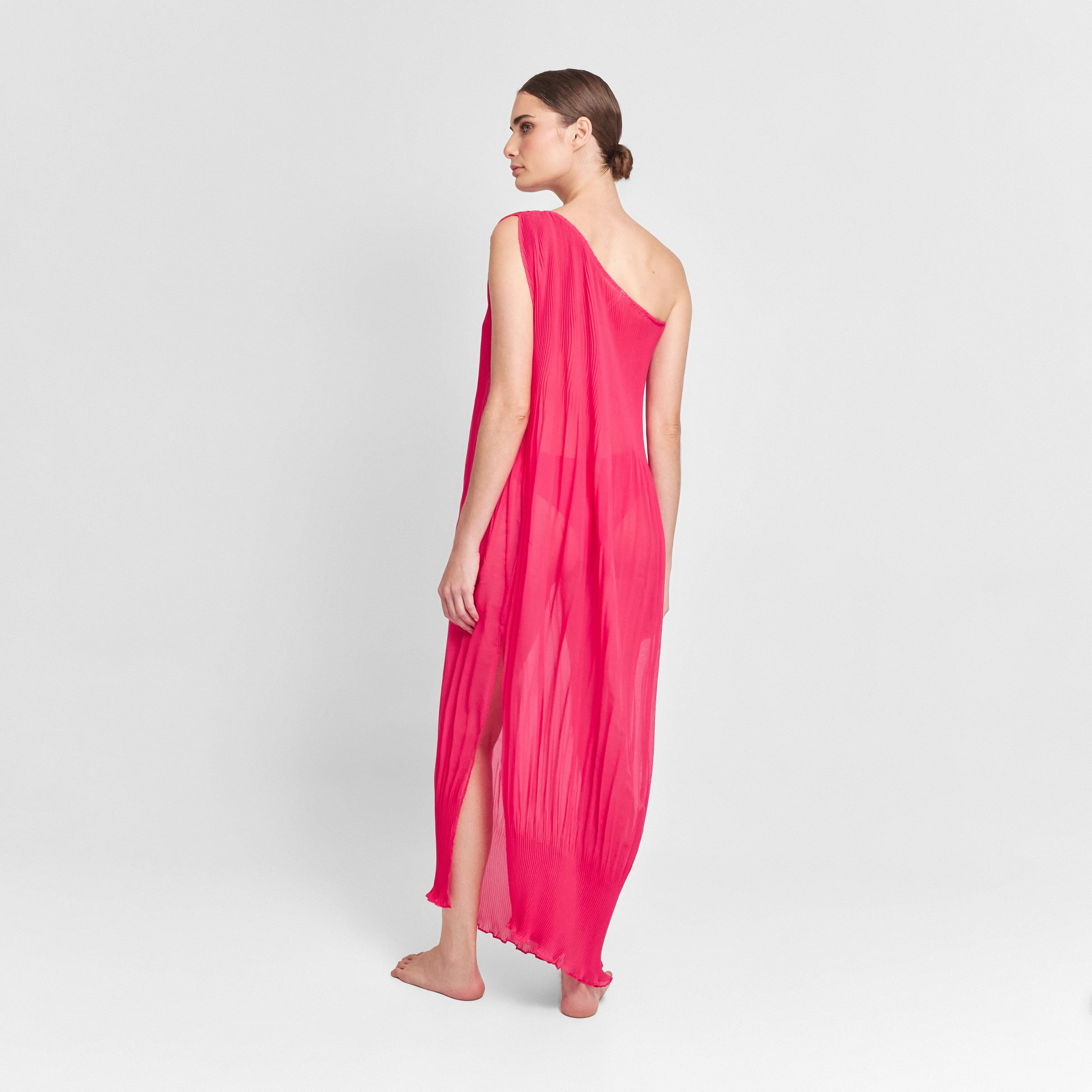 ONE SHOULDER MAXI TUNIC FUCHSIA 396