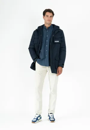 Parka Guateada Bolsillo Azul Petróleo