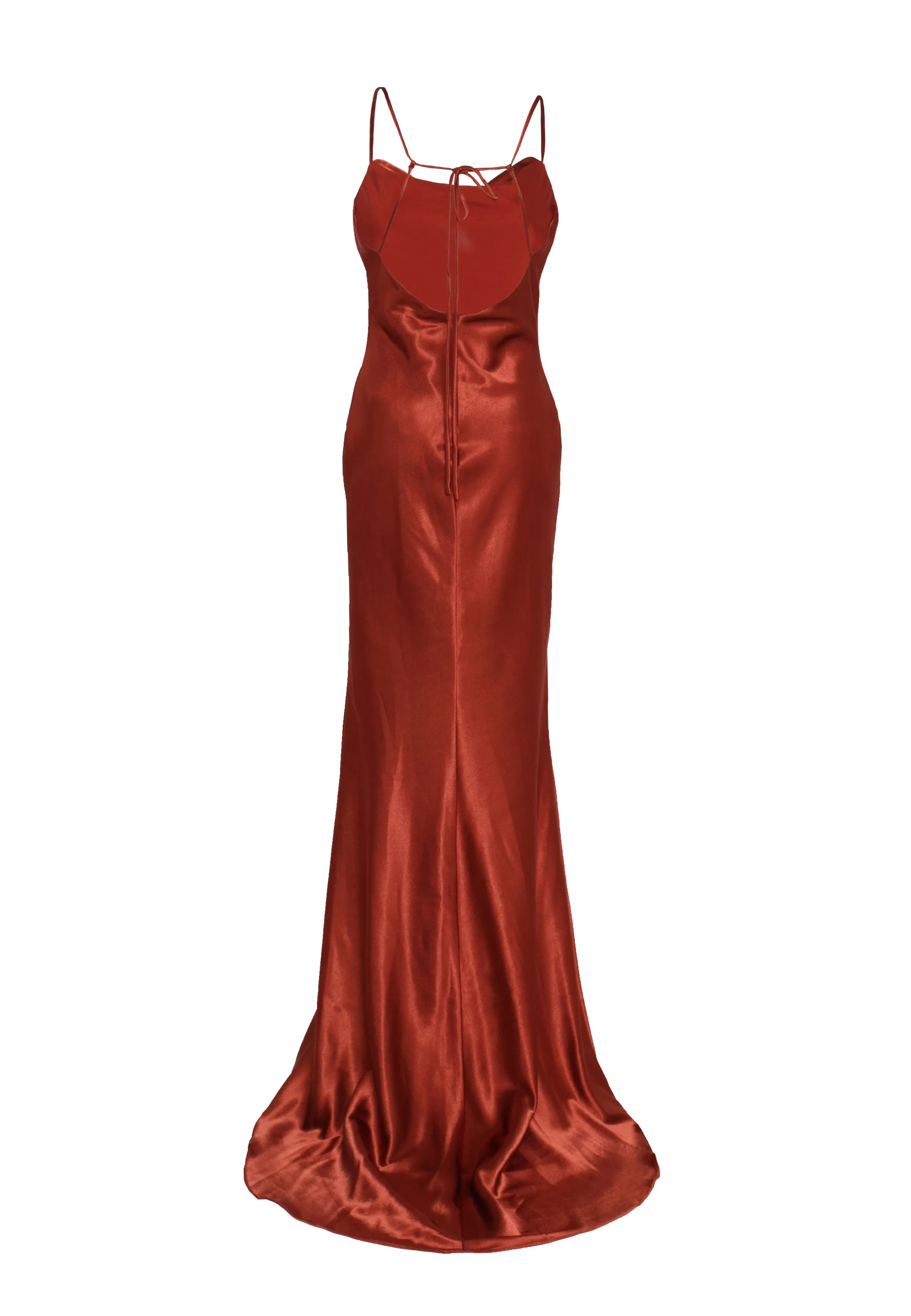 Pippa Dark Copper Bridesmaid Cowl-Neck Slip Dress