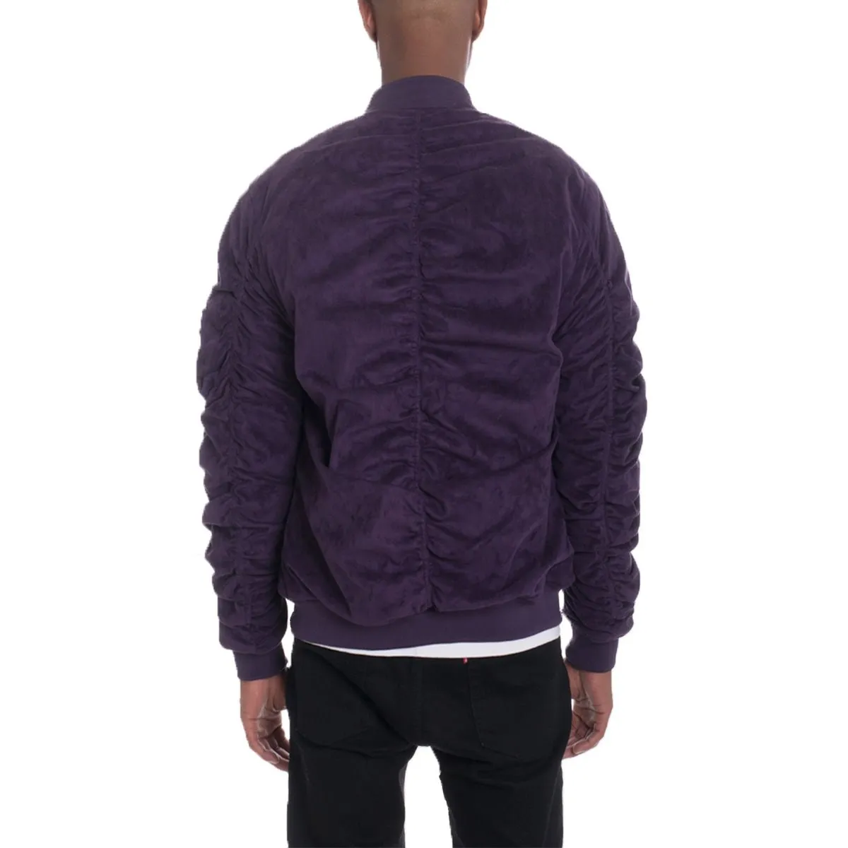 Plum Faux Suede Bomber Jacket
