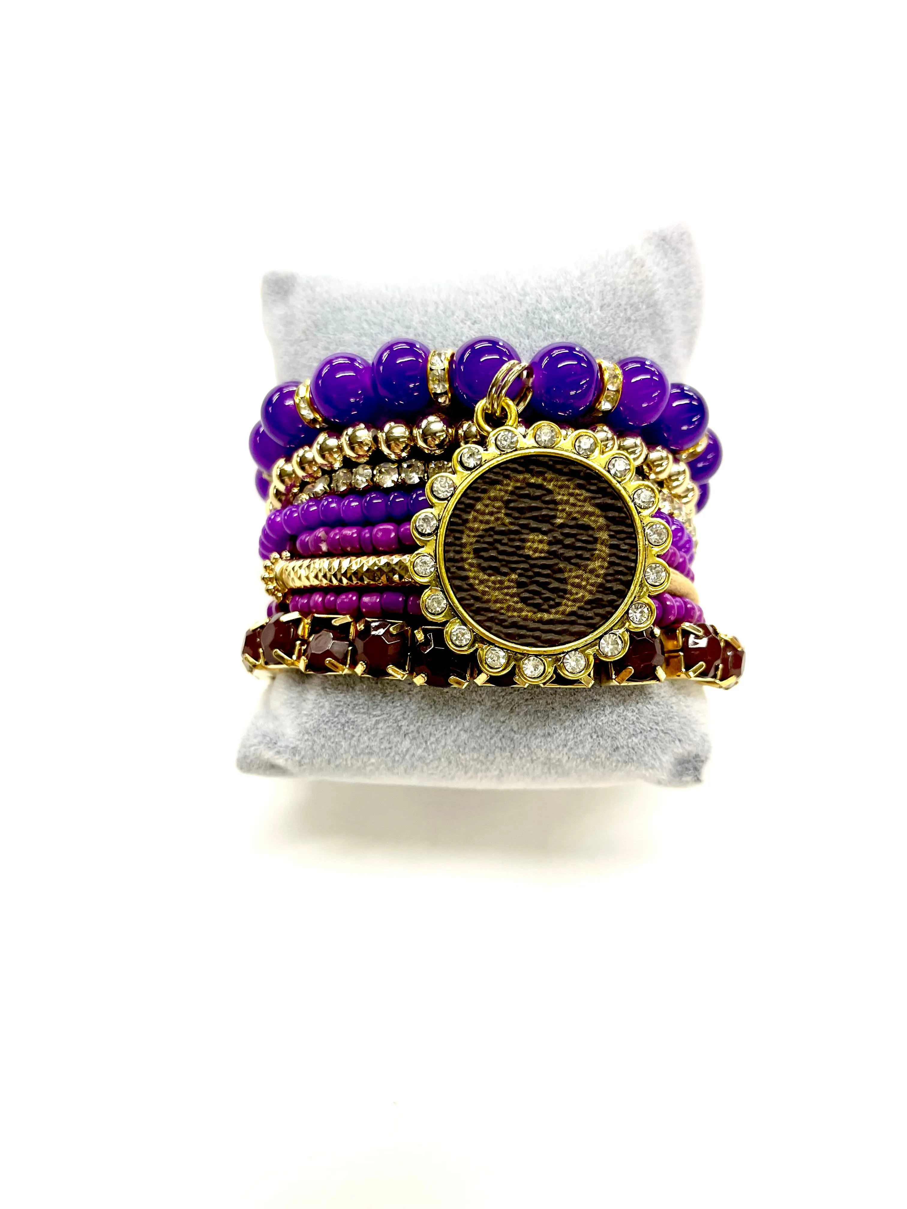 Purple Passion Stacked Bracelet set- Gold Clear