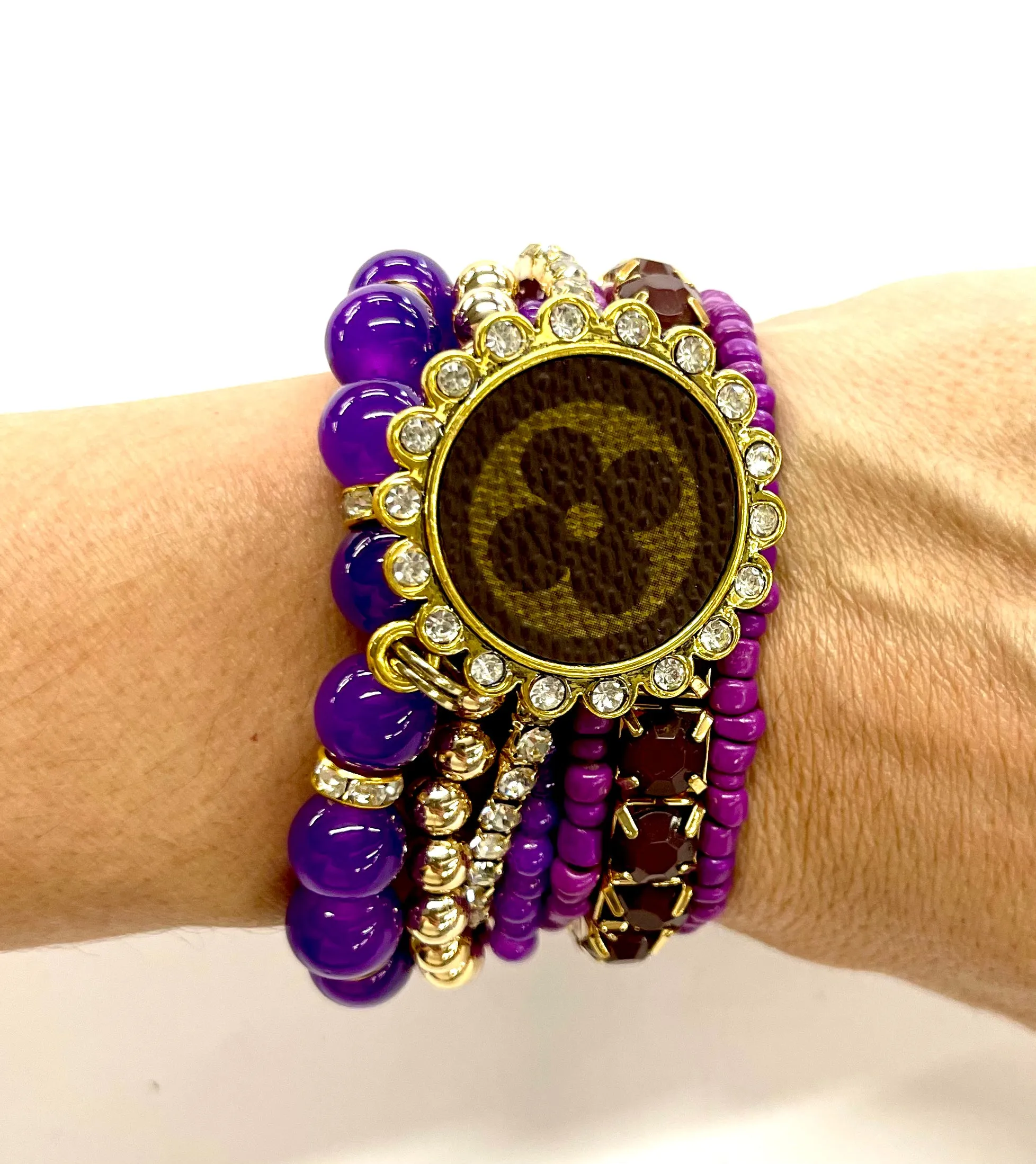 Purple Passion Stacked Bracelet set- Gold Clear