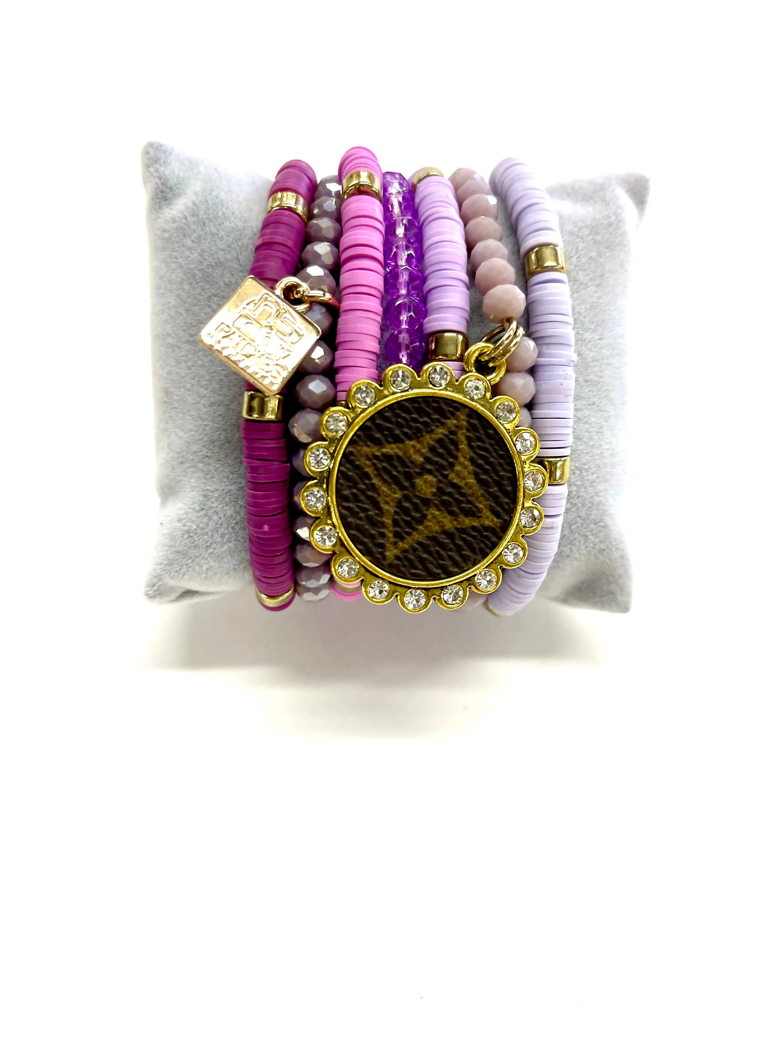 Purple Pixie Stacked Bracelet set- Gold Clear