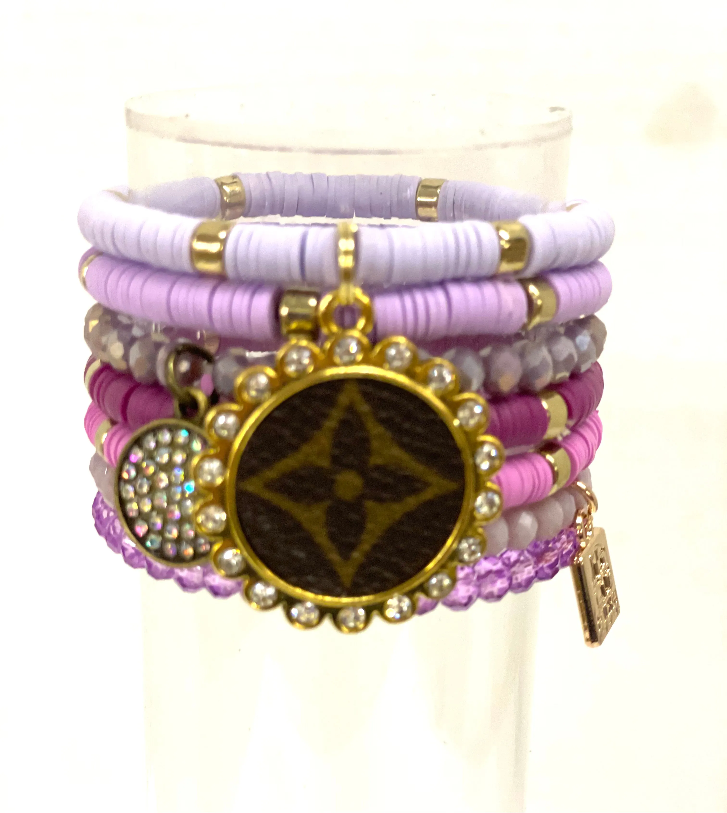 Purple Pixie Stacked Bracelet set- Gold Clear