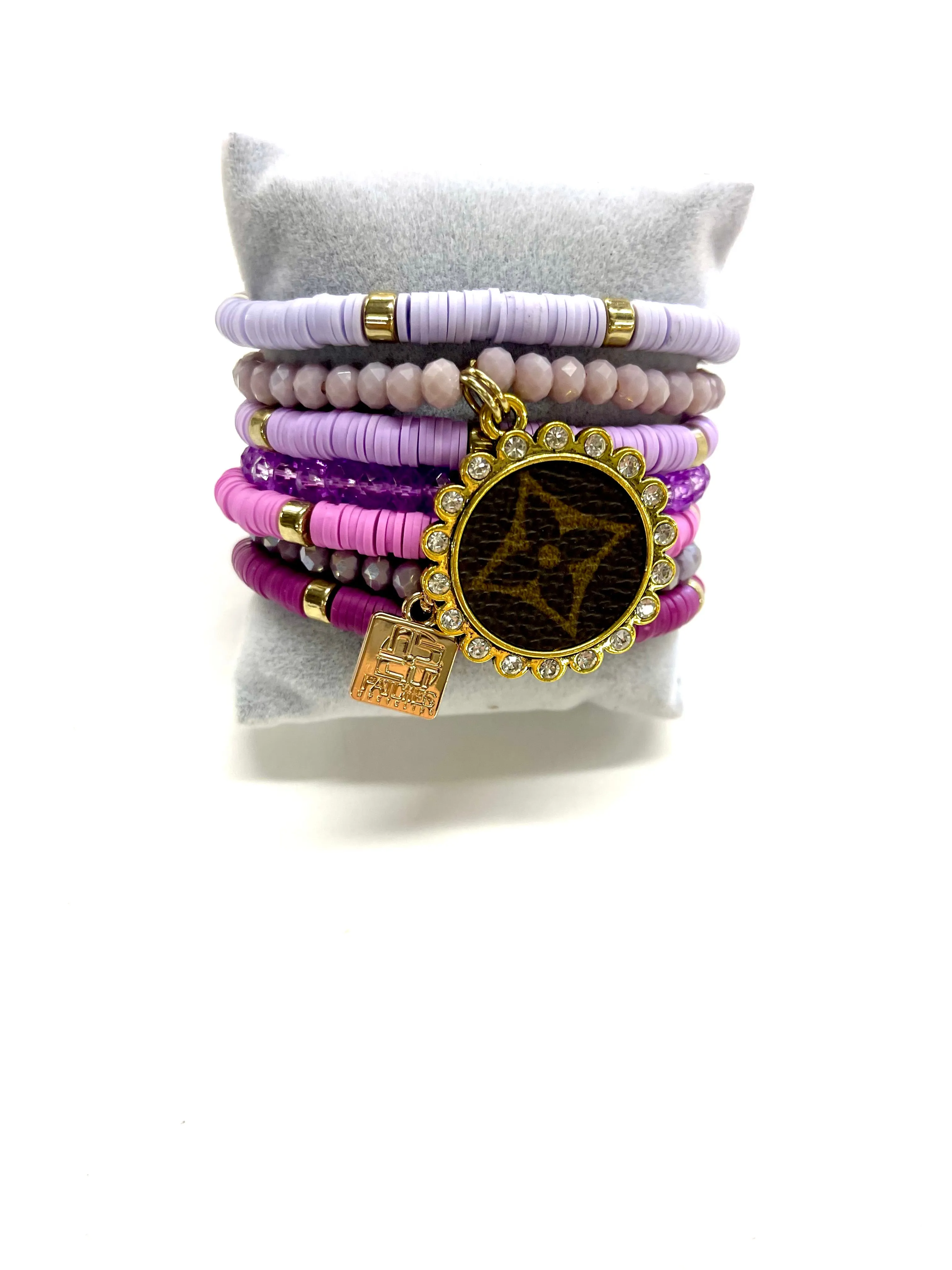 Purple Pixie Stacked Bracelet set- Gold Clear