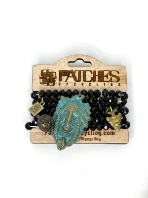 Stacked bracelet Indian in black beads