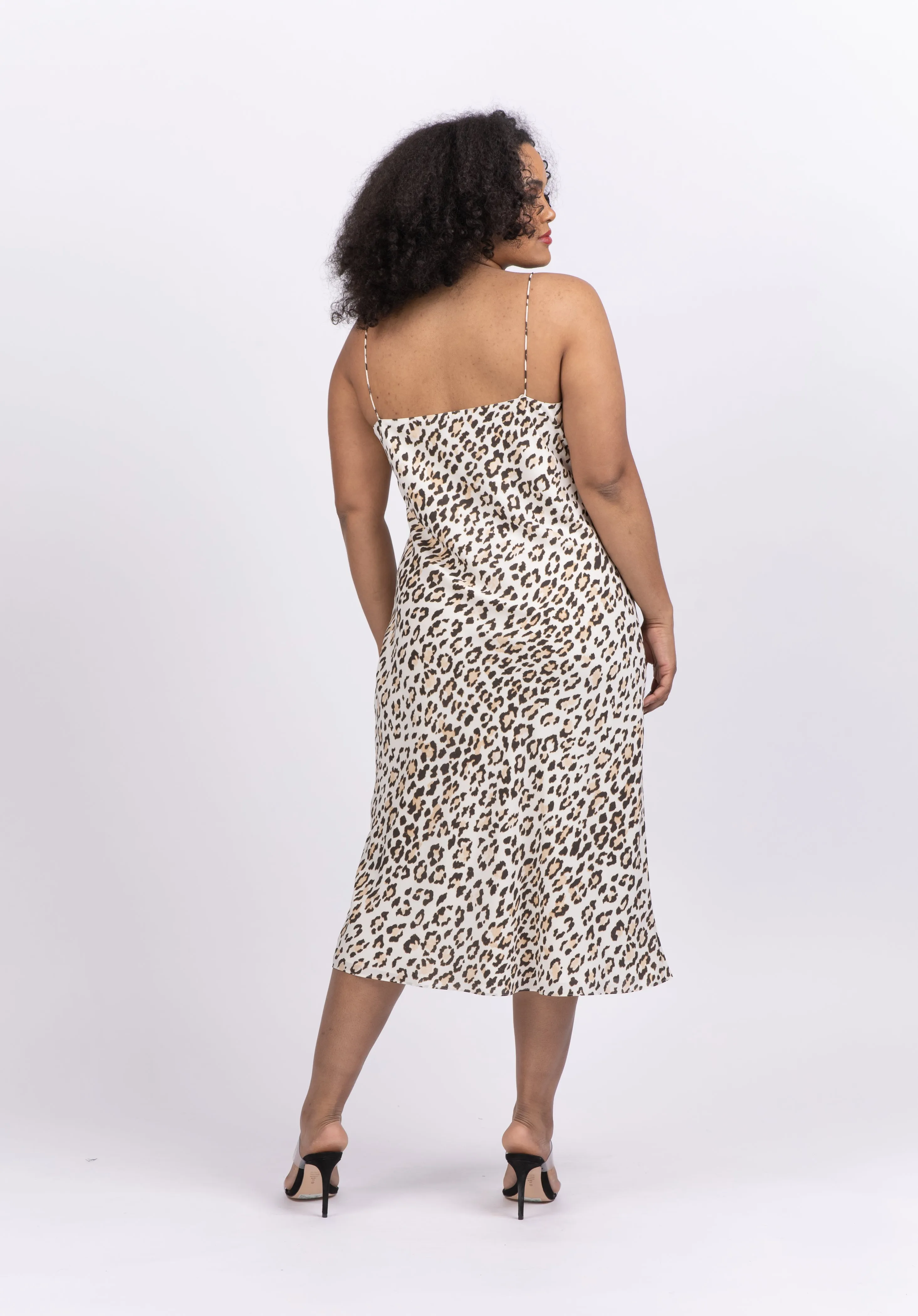 Theory Leopard Satin Slip Midi-Dress
