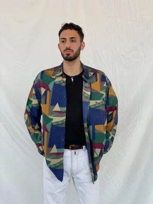 Vintage Expression Geometric Print Full Sleeve Shirt Size L