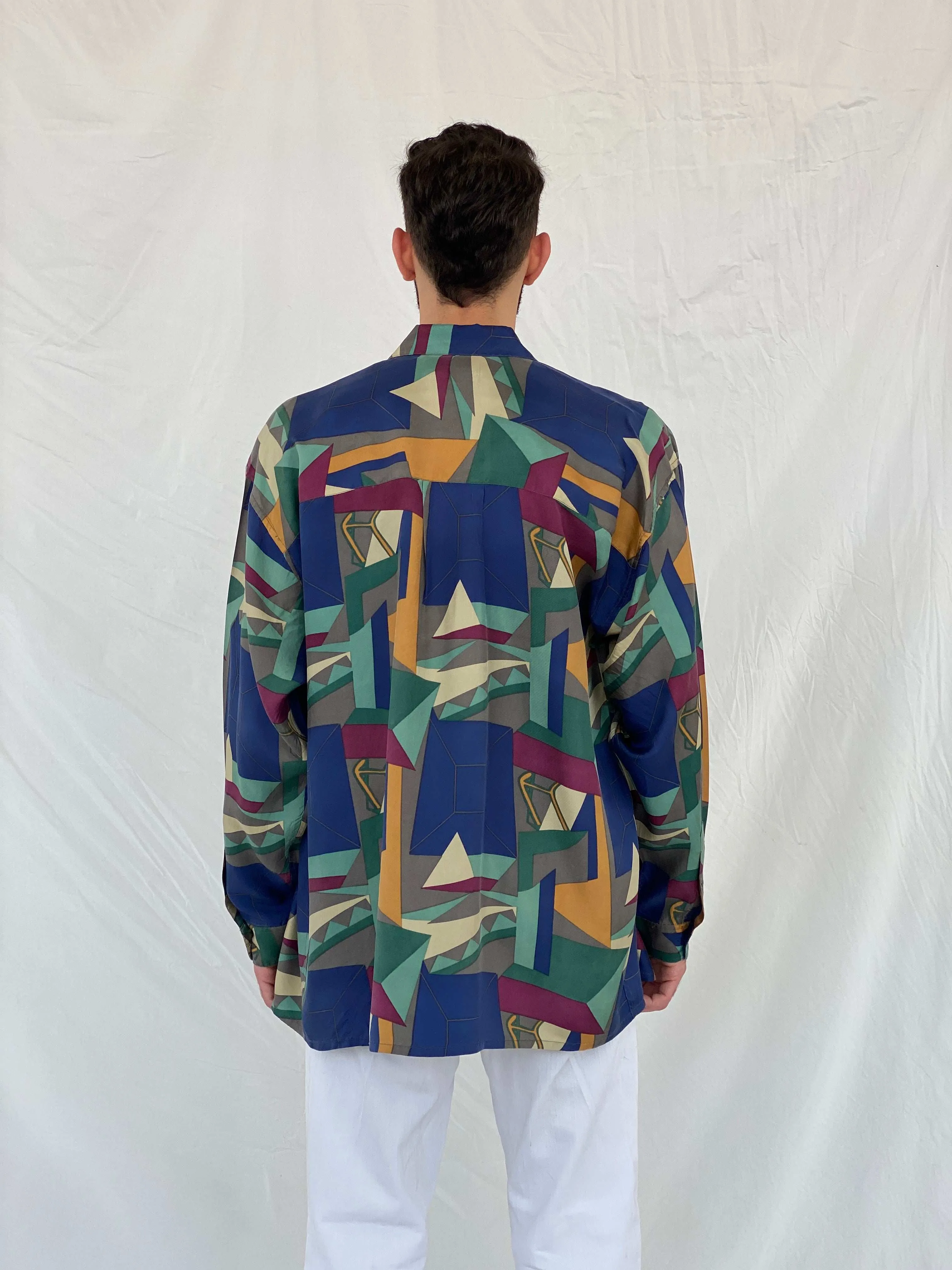 Vintage Expression Geometric Print Full Sleeve Shirt Size L