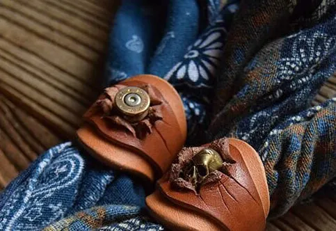 Vintage Leather Scarf Buckle Scarf Ring YG1171