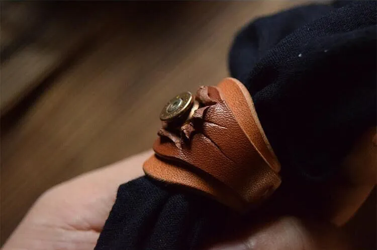 Vintage Leather Scarf Buckle Scarf Ring YG1171