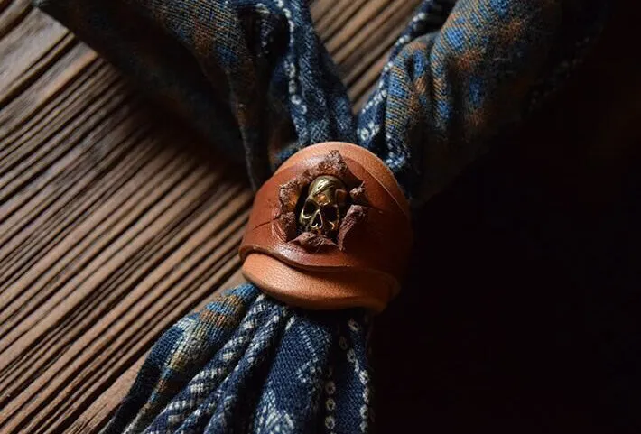 Vintage Leather Scarf Buckle Scarf Ring YG1171
